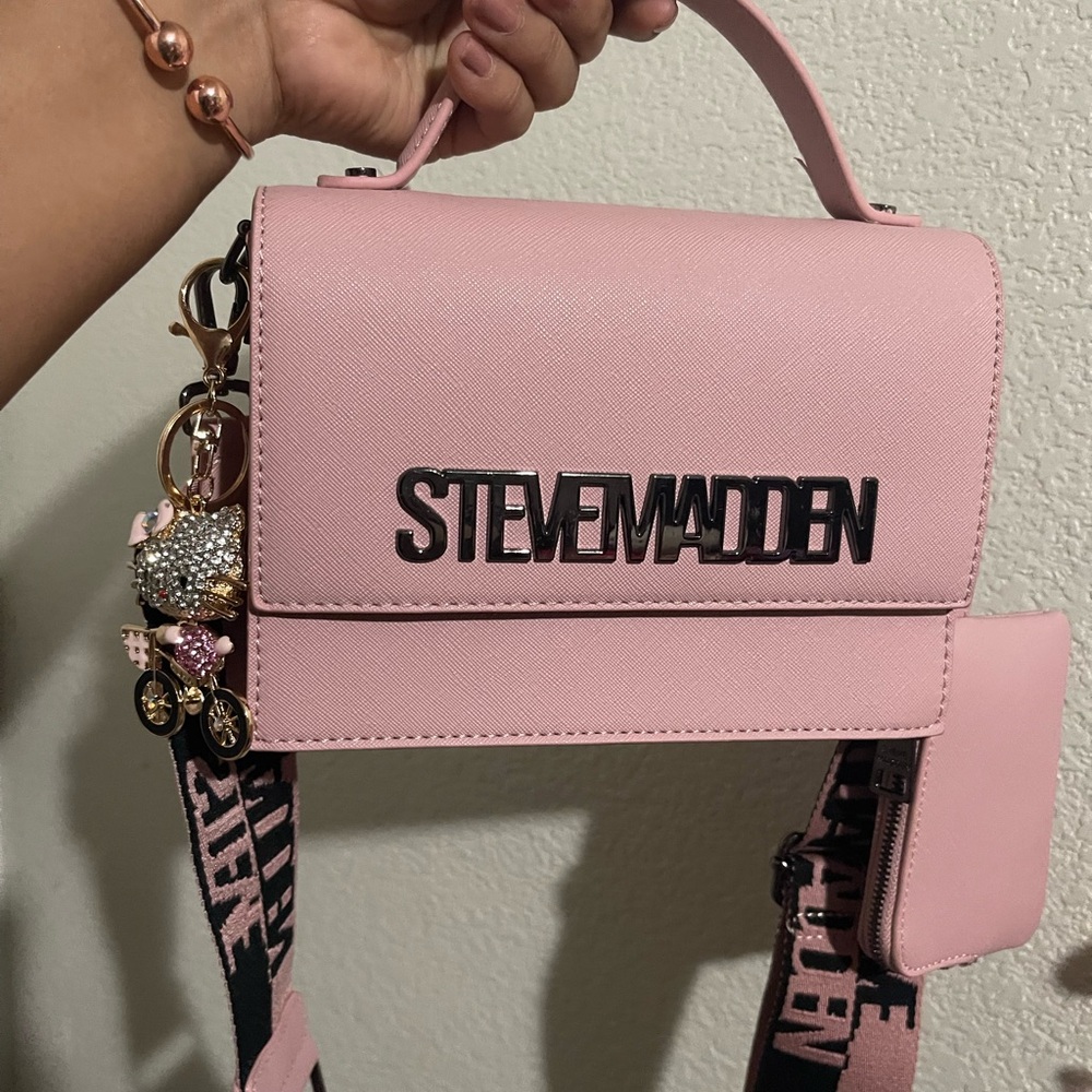 SOLD Steve Madden Pink Crossbody Bag with Structured Design and Adjustable Strap